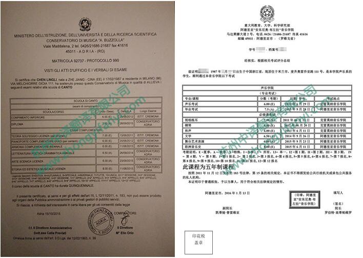 中譯杭州翻譯公司證件翻譯部意大利亞德里亞安東尼奧音樂學院成績單翻譯件模板.jpg