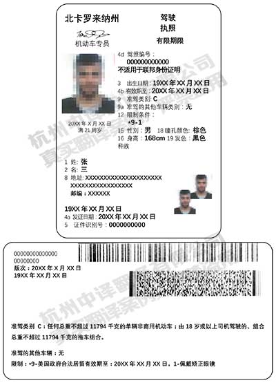 杭州中譯翻譯美國(guó)北卡羅來納州駕照翻譯件模板.jpg