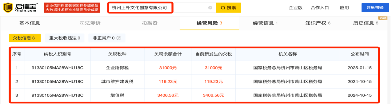杭州上樸文化創(chuàng)意有限公司欠稅多少情況.png